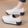 Thick Soled Sloping Heel Leather Casual Sports Shoes for Women
