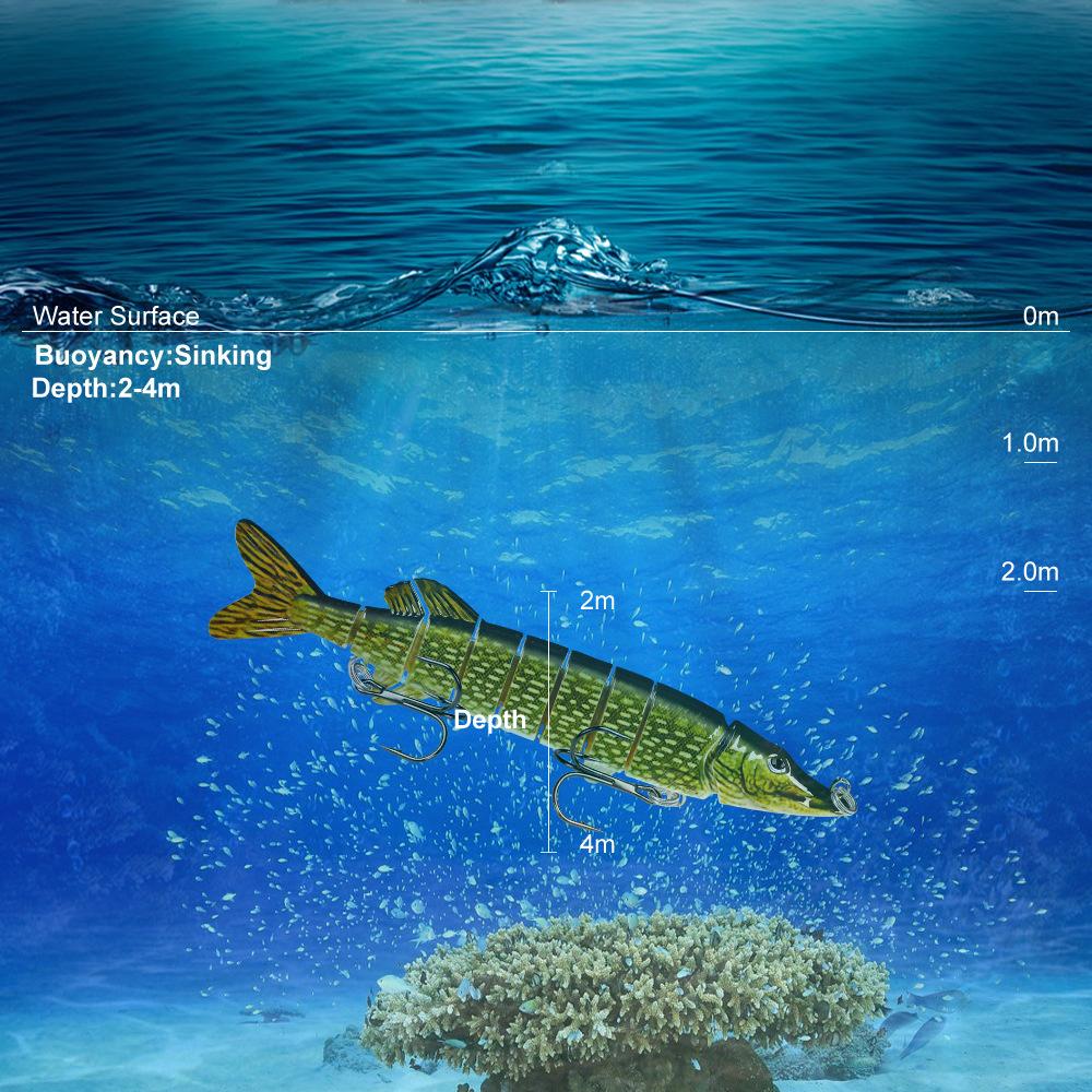 66g 20cm Multi-Jointed Lure 9 Sections with Two Treble Hook 1# 3D Eyes 11Colors Swim Bait Pike Multi Joint Bait Fishing Lure