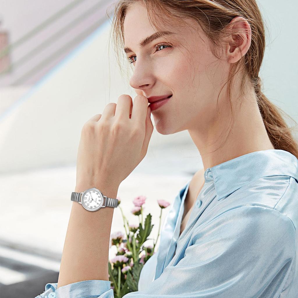 Luminous Analog One Size Fits Stainless Steel Stylish Quartz Fashion Watch Perfect Gift for Day Women's Watch, Silver Waterproof, Cute, Most, Strap,