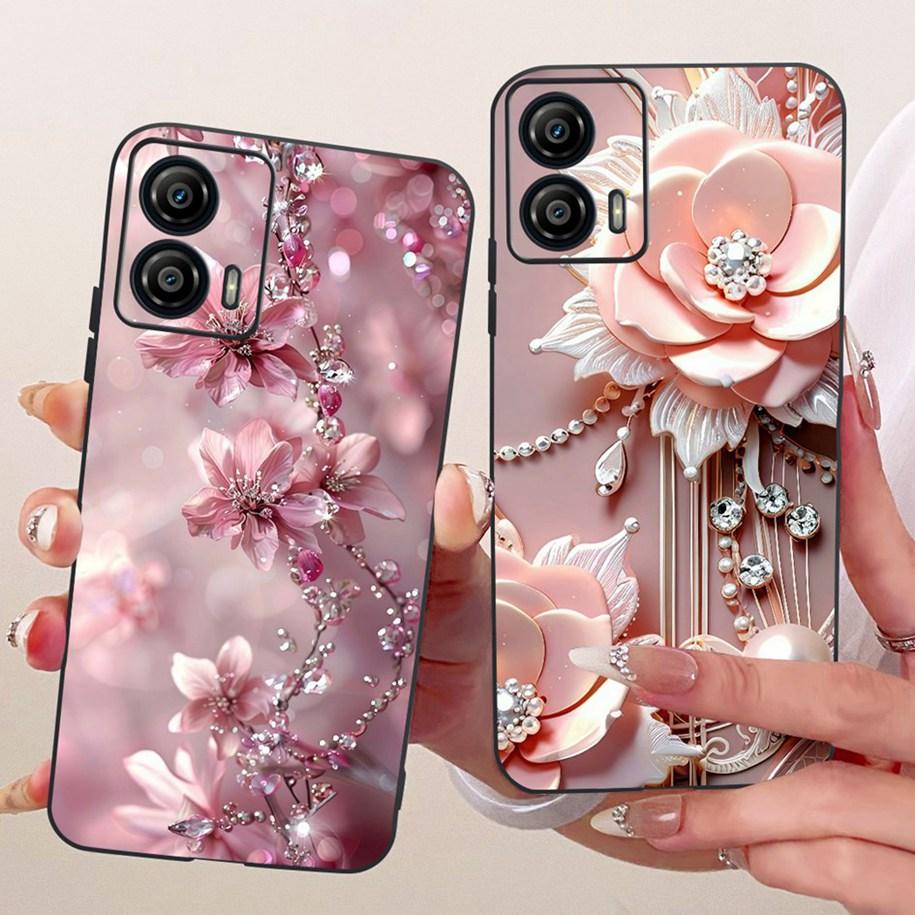 Hülle XT2335-2 für Motorola Moto G53 5G: Neue, stylische Schutzhülle mit Schmetterlings- und Blumenmuster aus weichem Silikon. Passend für Moto G13, G23 und G73.