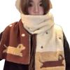 Plush and Cute Dog Double Sided Knitted Plush Scarf for Women In Autumn and Winter Korean Style Thickened Warm Wool Versatile