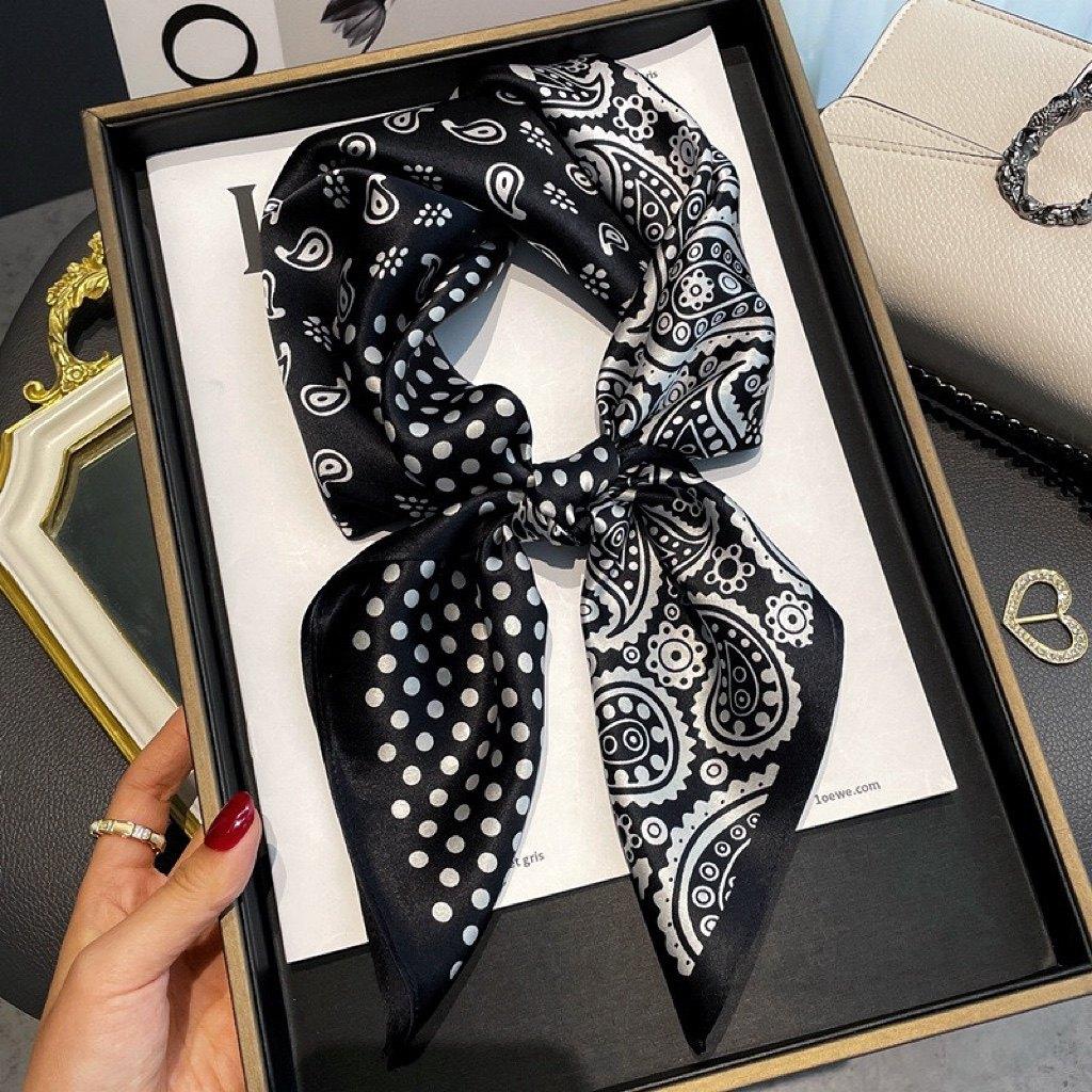 100% mulberry silk scarf polka dot silk square scarf 65 satin temperament silk scarf spring and summer sunshade women s versatile scarf