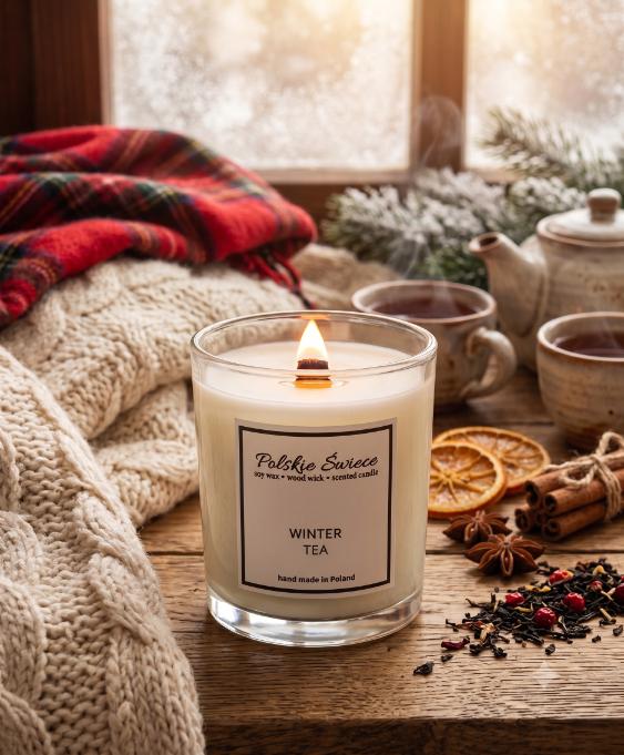 soy candle with a wooden wick + WINTER TEA