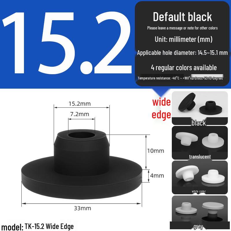 Black High-Temperature Resistant T-Shaped Silicone Stopper - Round Hole Rubber Gasket & Shock-Absorbing Blind Plug