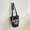 New Korean Style Casual Printed Washed Denim Shoulder Bag Simple Letters Bucket Crossbody Bag Fashi and Versatile Commute Bag