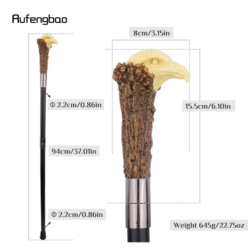 Yellow Resin Eagle Head Tree Root Walking Cane Fashion Decorative Steel Stick Gentleman Elegant Cosplay Cane Knob Crosier 94cm