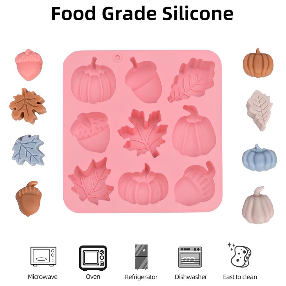 2 Pack Autumn Silicone Molds Pumpkin Leaf Acorns Shape Fall Baking Molds Pumpkin Chocolate Mold DIY Sugar Chocolate Candle Molds