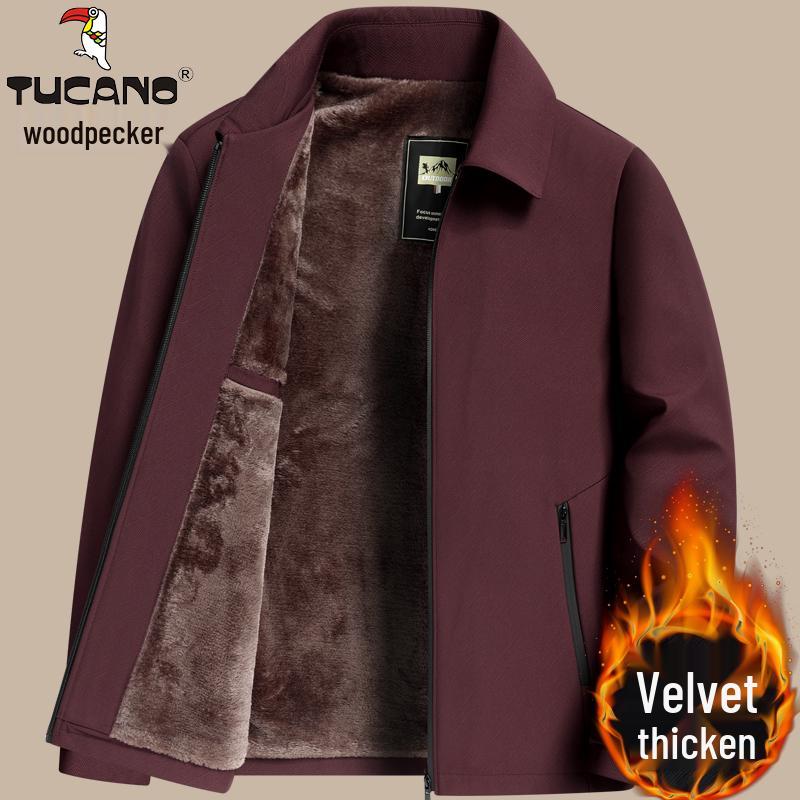 

Woodpecker Men s Fleece-Lined Winter Jacket for Middle-Aged & Elderly 170/84A for 45-53 kg вина червоного кольору