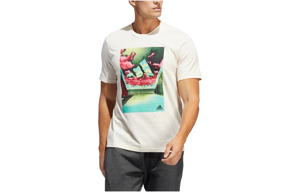 

Adidas T Shirts Men s White Crew Neck Moderate Straight Fit HE2309 XL