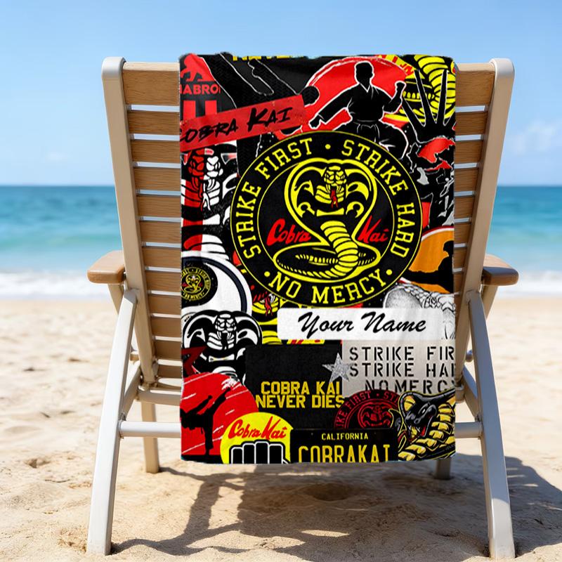 1pc Football18 Beach Towel with Custom Name, Beach/Swimming/Bath/Picnic/Camping Towel, Suitable for Seaside Beaches