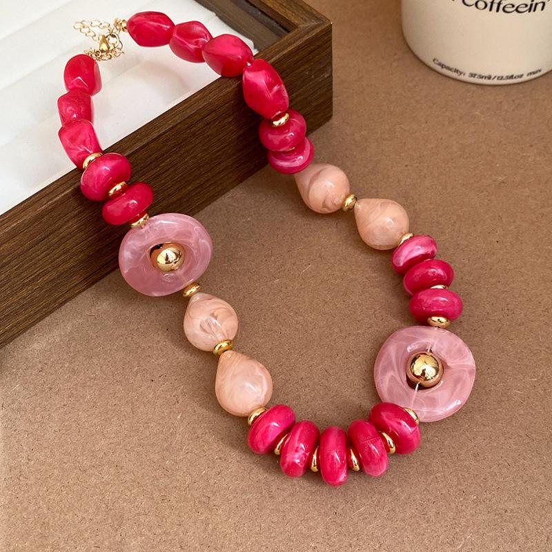 Elegant Summer Acrylic Beaded Necklace: Fashionable Round Clavicle Chain Jewelry
