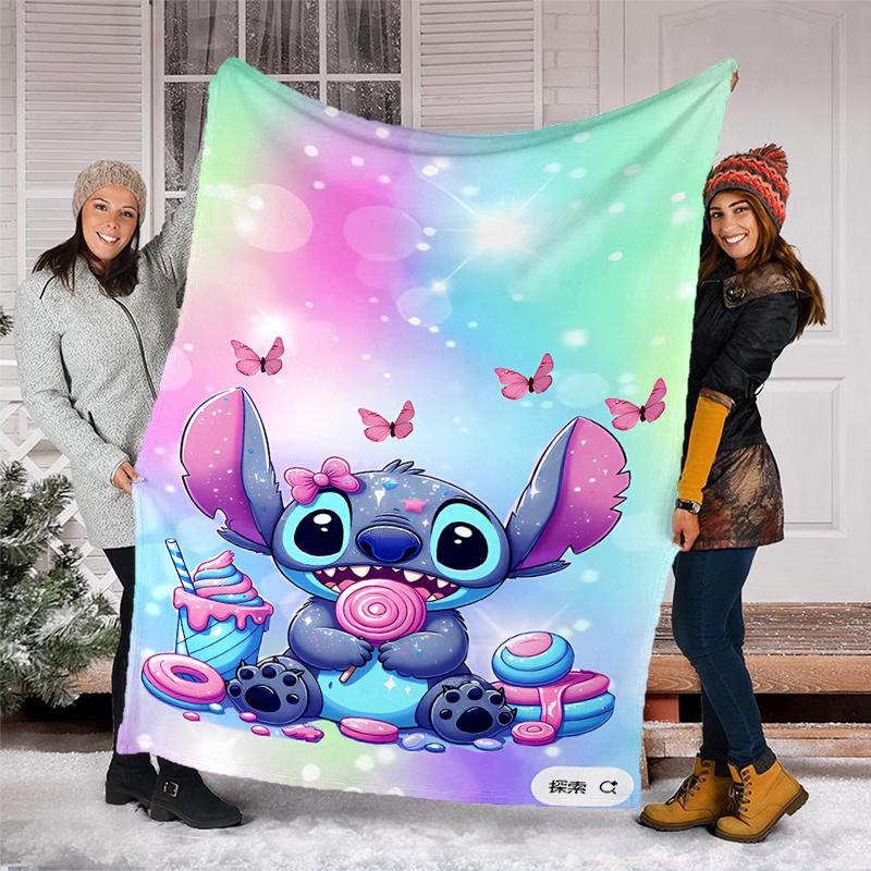 Lilo & Stitch Flannel Fleece Blanket Cozy Warm Throw Blanket For Couch Bed Travel All Season Use