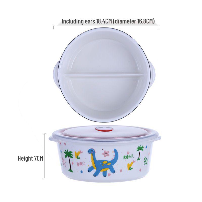 Cartoon Ceramic Bento Box: Microwave-Safe Lunch Container with Lid for Students & Office. Single Bento Box with Lid