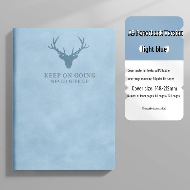 Custom Logo A5 Soft Leather Notebook with Deer Head for Business Meetings