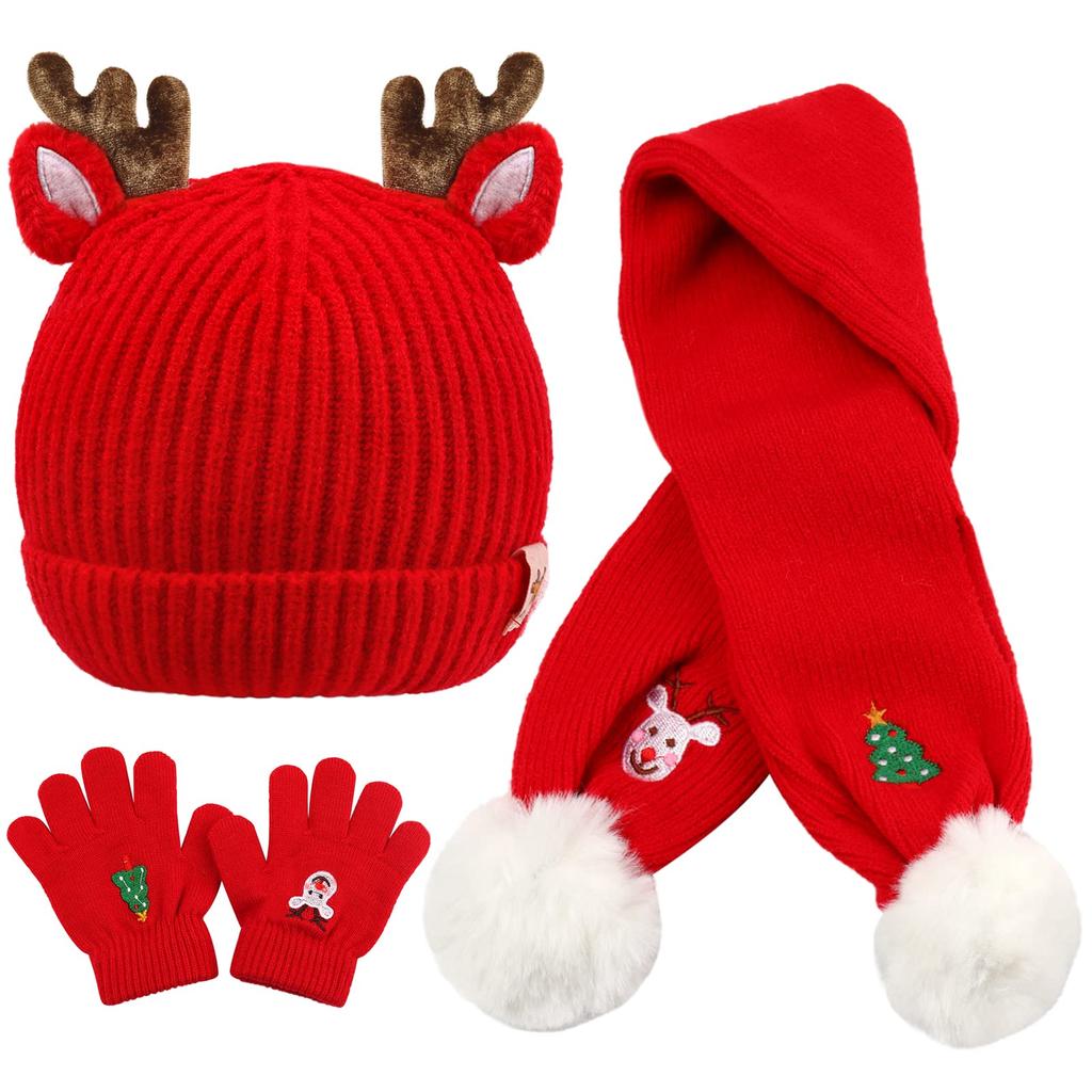 Children's Christmas winter velvet warm suit (including hats, scarves, gloves)