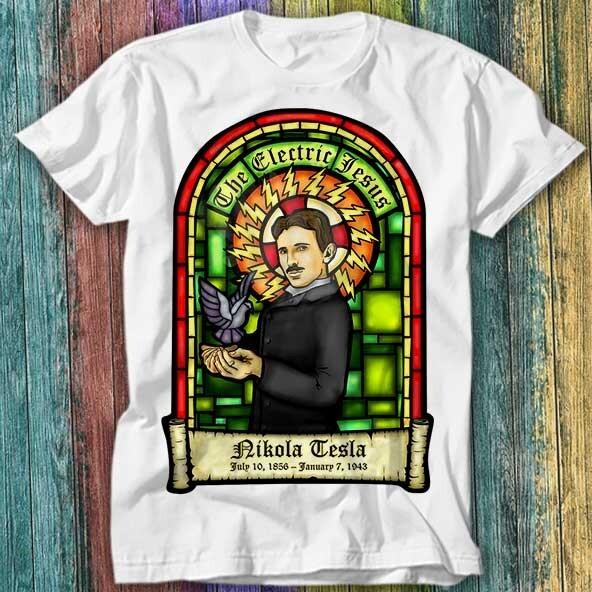 

Nikola Tesla Jesus Portrait Inventor Electric Tarot Reading T Shirt Top Tee 279 S