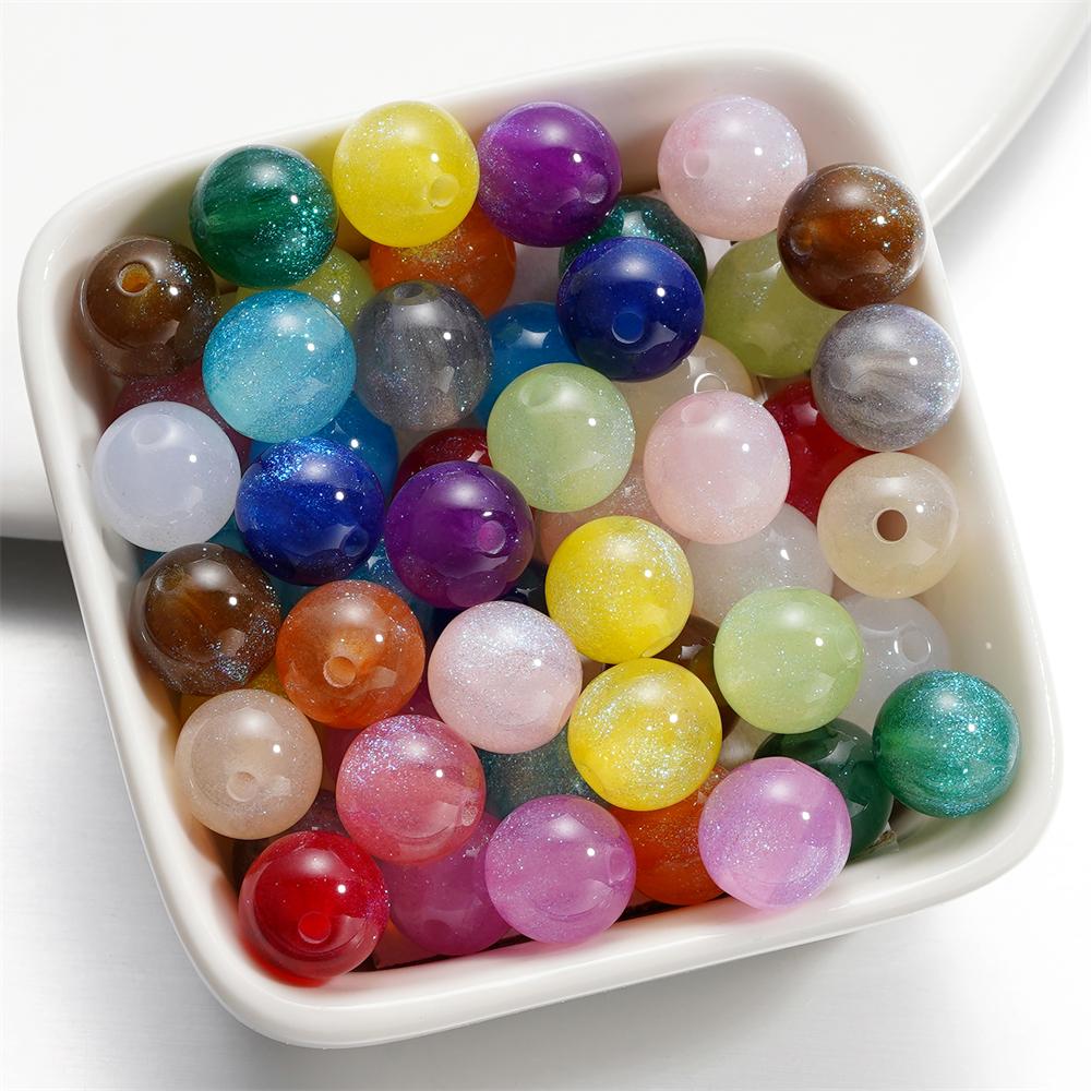 10pcs/lot 10mm Colorful Resin Round Bead Charm Spacer Loose Beads for DIY Handmade Necklace Jewelry Making Findings Accessories