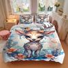 3pcs Pretty Reindeer Art Printed Quilt Set - Includes 1 Quilt Cover and 2 Pillowcases, Machine Washable - Suitable for All Seasons.M088