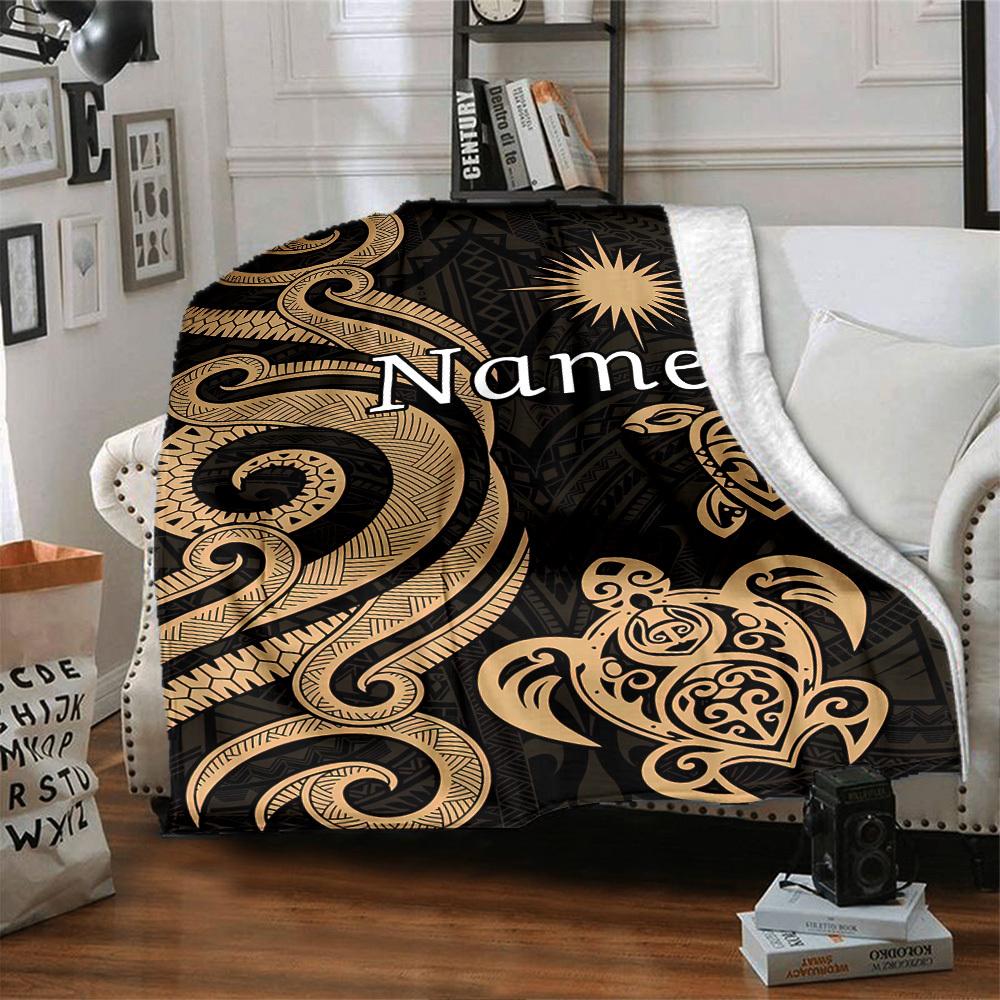 Polynesian Sea Life Home Blanket Customize Your Names Comfortable Soft Lightweight Allseason Multipurpose Blanket For Picnics Sofas Offices Beds