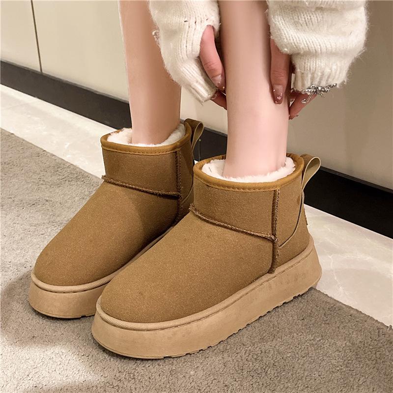 Snow Boots Women'S New Korean Version Autumn And Winter Thick-Soled Piled Thickened Short Boots Non-Slip Warm Cotton Shoes Tide