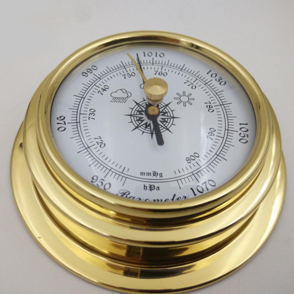 Set Stazione Meteo Barometro Marino 4 Pezzi Tipo a Parete Ottone per Cassa per