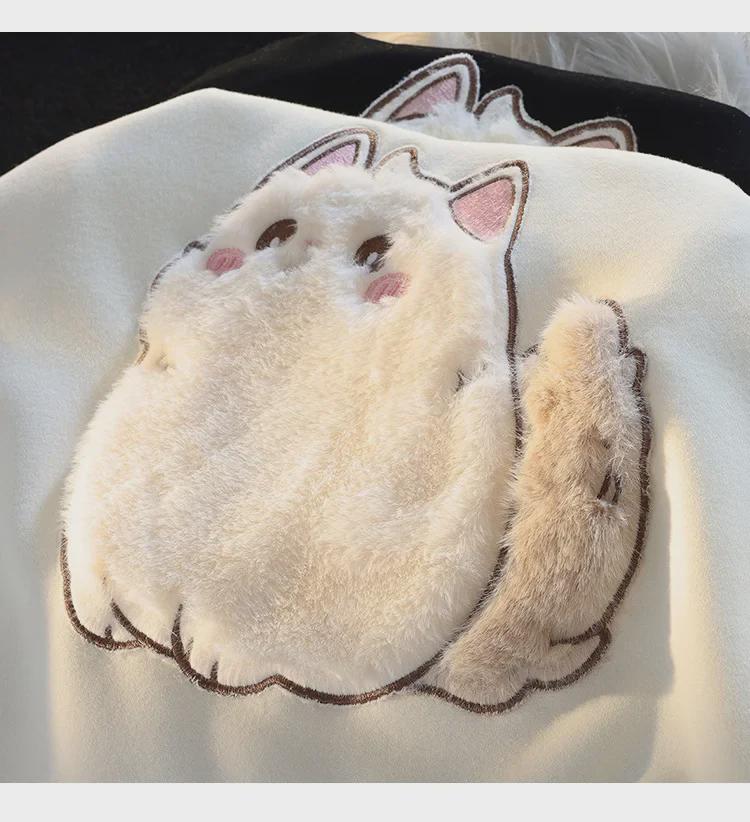 2023 Frühfrühling Damen Kapuzenpullover: Dünnes, lockeres, vielseitiges gesticktes Cartoon-Design für Frühling und Herbst