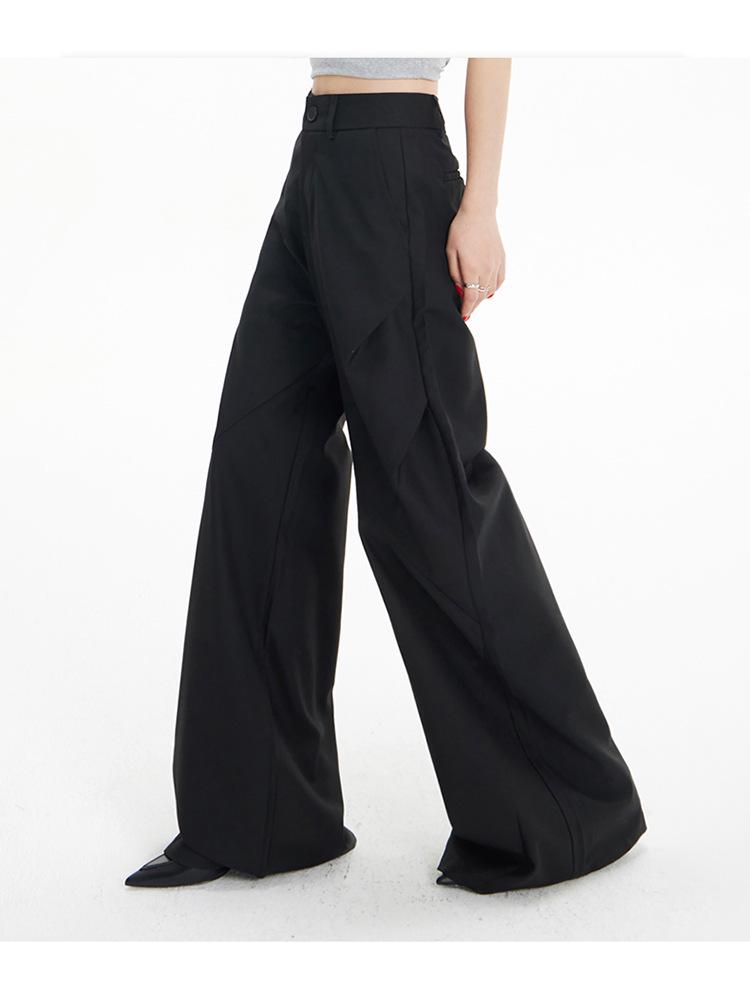 Women's Retro High Waist Wide Leg Pants – Versatile Flare Casual Suit for Spring/Summer