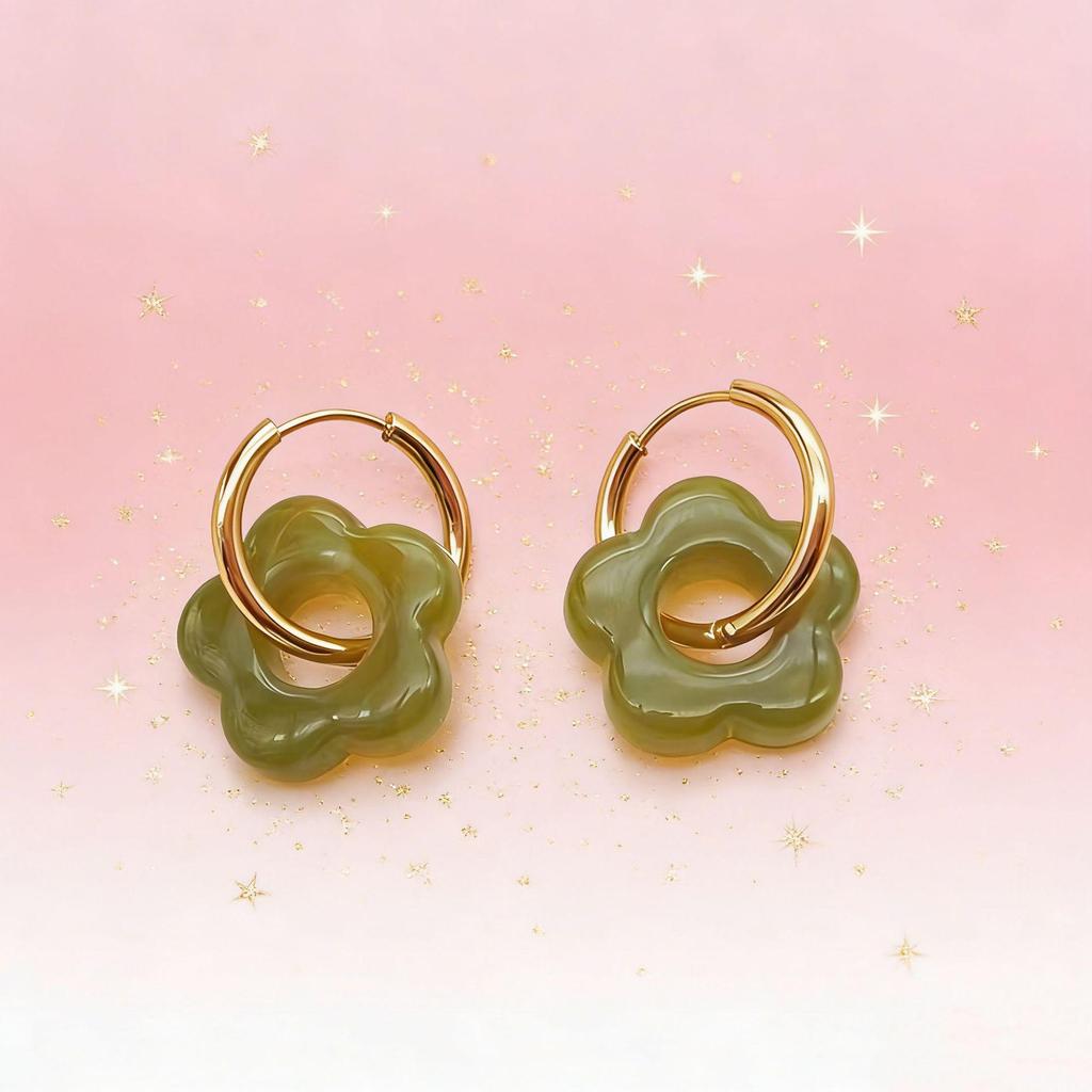 2025 Dopamine-Inspired Enamel Flower Hoop Ear Cuffs - Light Luxury Earrings