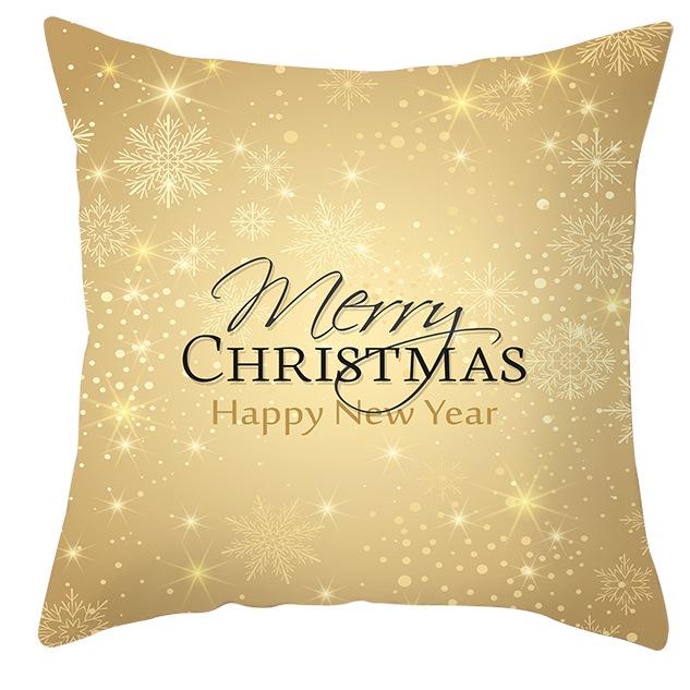 New Christmas Golden Snowflake Peach Leather Velvet Pillowcase Home Sofa Pillow Cushion Cover