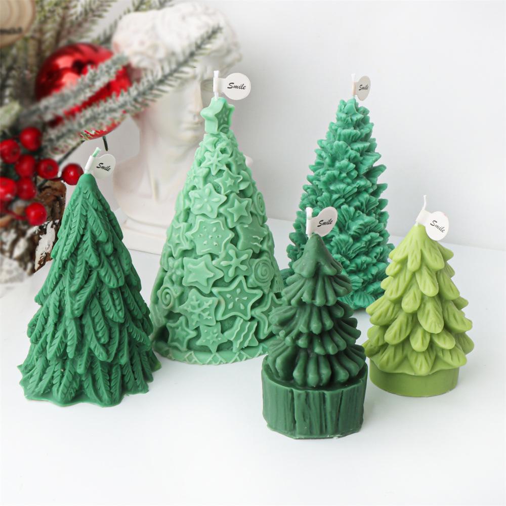 3D Fir Tree Christmas Tree Candle Silicone Mold Five Pointed Star Coniferous Christmas Tree Candle Silicone Mold