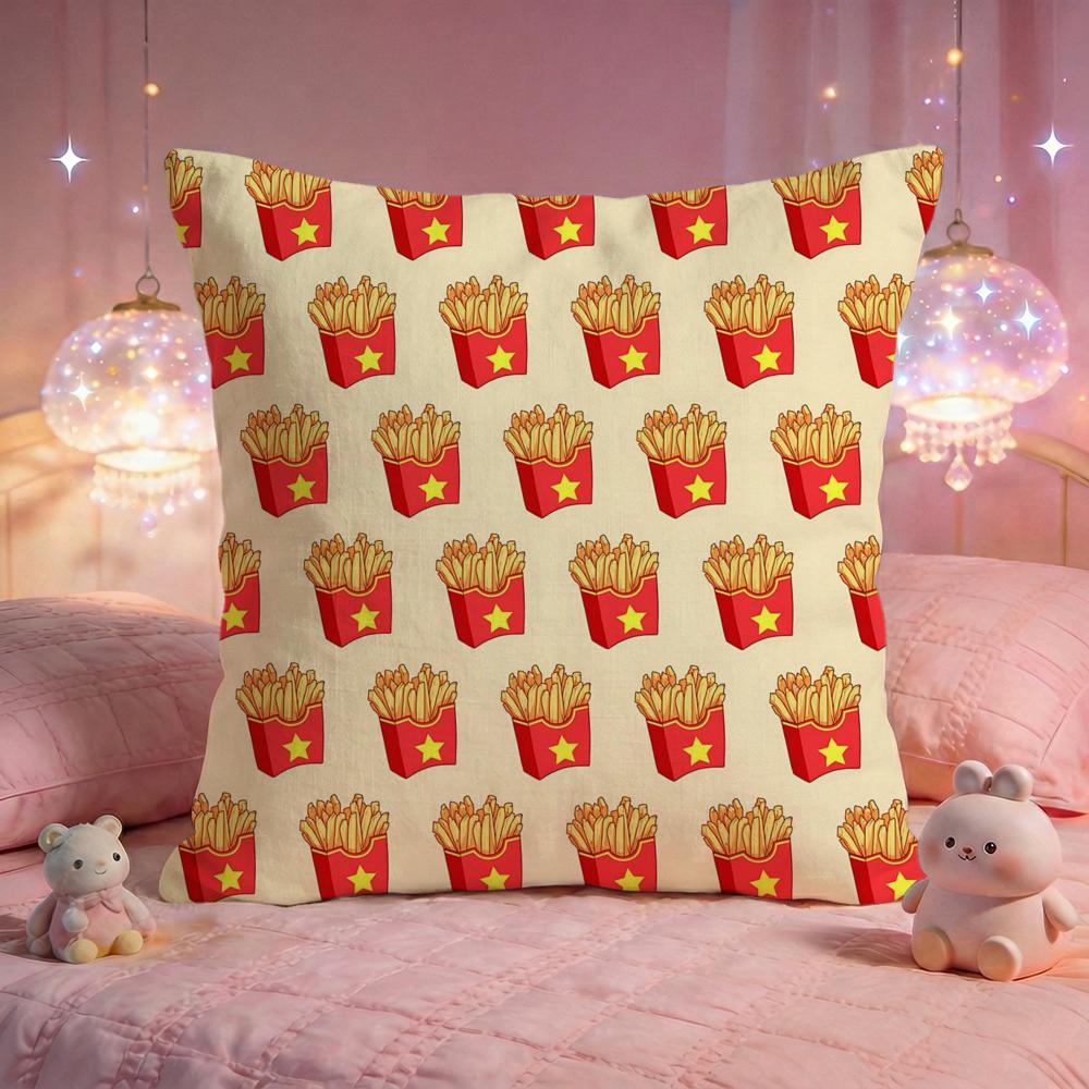 Crispy French Fries Pop Cushion Cover Premium Comfort Reversible Pillow Cove Two In One Design for Any Room  Car Interior