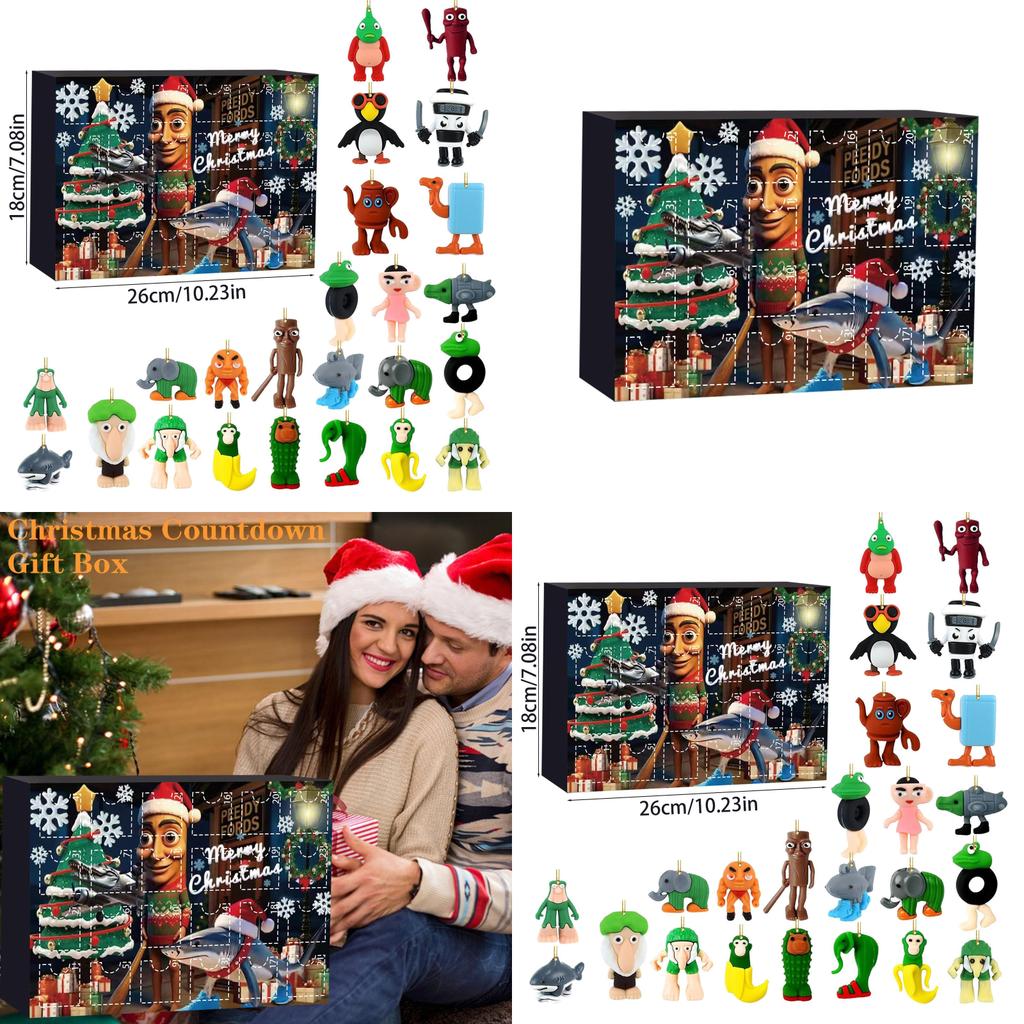 Italienischer Brainrot Al Acryl Weihnachts-Countdown-Kalender mit Charakterfiguren für Feiertagsdekoration