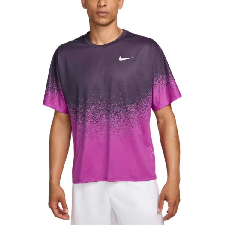 

Nike Court Slam Dri-Fit Fashion Round Neck Moisture-Wicking Short Sleeve T-Shirt Men Tops Purple Red FV2436-518 L