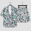 Hawaiian Floral Beach Set: Men's Loose-Fit Plus Size Short Sleeve Shirt & Casual Shorts