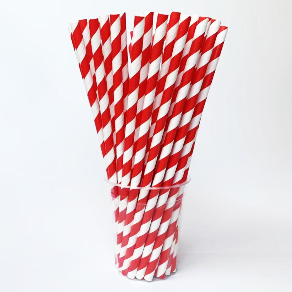 Individually Wrapped Biodegradable Striped Paper Straws