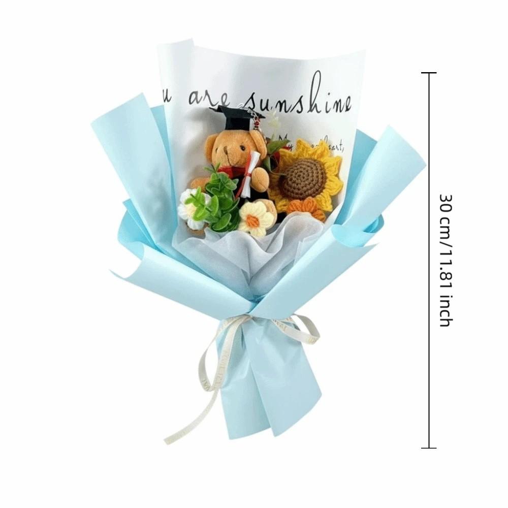 Handmade Sunflower Flowers Crochet Sunflower Dr. Bear Flower Bouquet New Animal Plush Bouquet  Gift