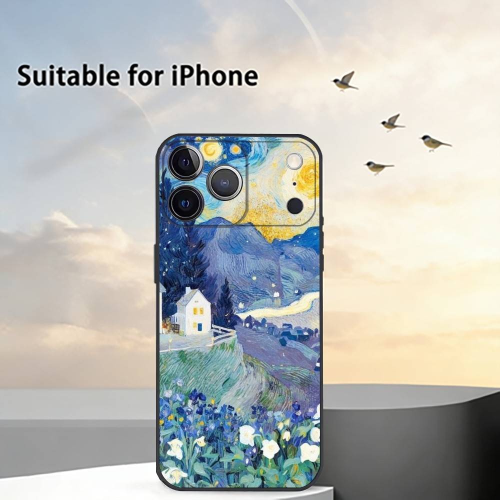 E-esthetic Art Print Phone Case For iPhone 17, 16,15,14,13,12,11 Plus,Pro Max, Others Soft Black Cover