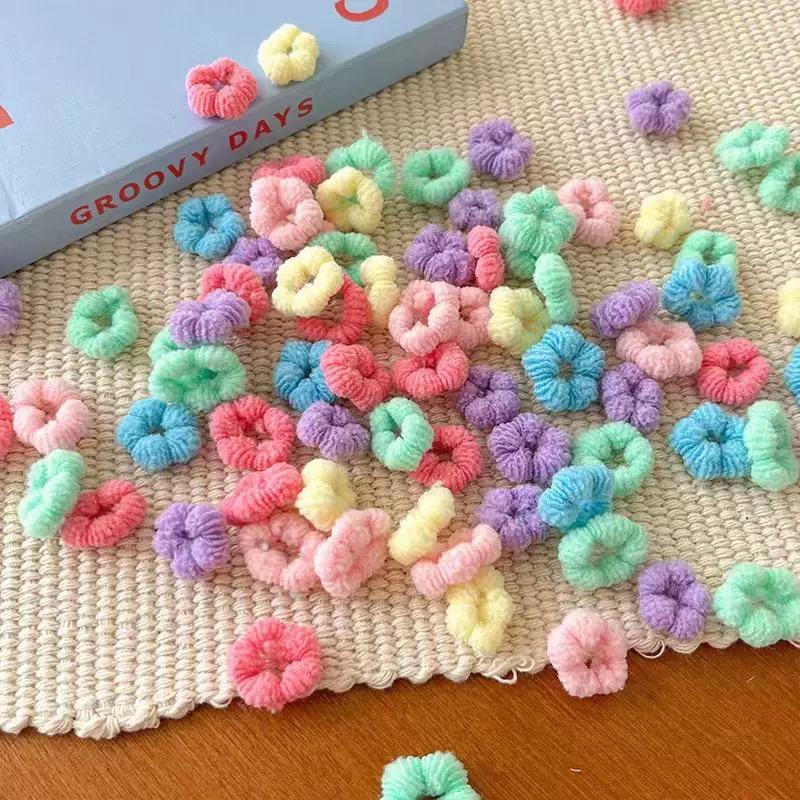 100Pcs Children Elastic Hair Bands Girls Colorful Hair Ties Ponytail Holder Rubber Bands Small Scrunchie Kids Hair Accessories
