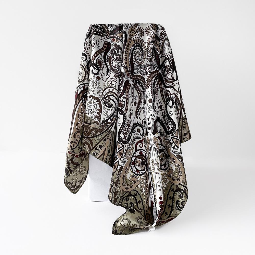 

Классический шелковый шарф с узором кешью, женский тренд, универсальная шаль, имитация шелкового платка, квадратный шарф 90 см 90x90cm