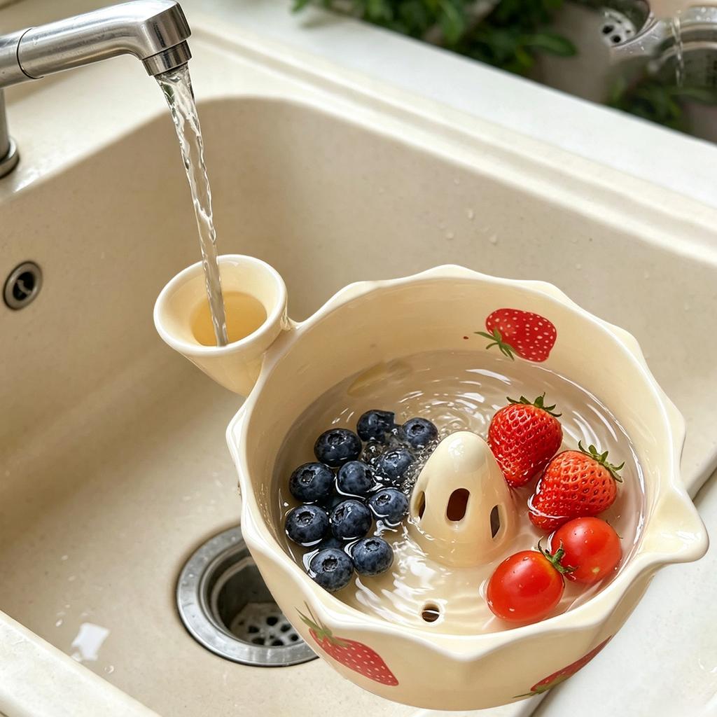 Keramik-Spülbecken mit Design zur Reinigung von Obst und Gemüse in der Küche
