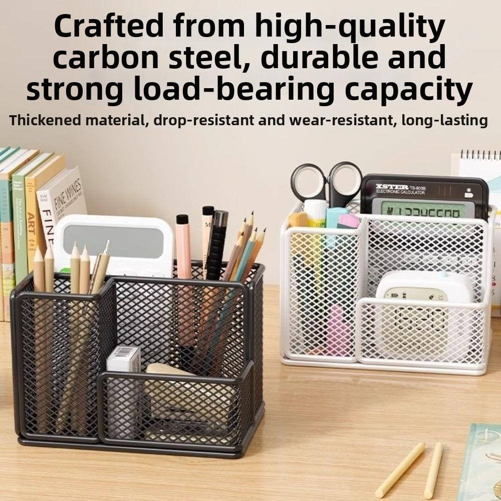 Metal Mesh Desktop Pen Holder Carbon Steel Stationery Storage Rack Mesh Desk Organizer  Desktop Use