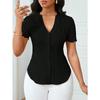 Women's Casual Summer/ Spring Printed Short-sleeved V-neck Blouse Shirt