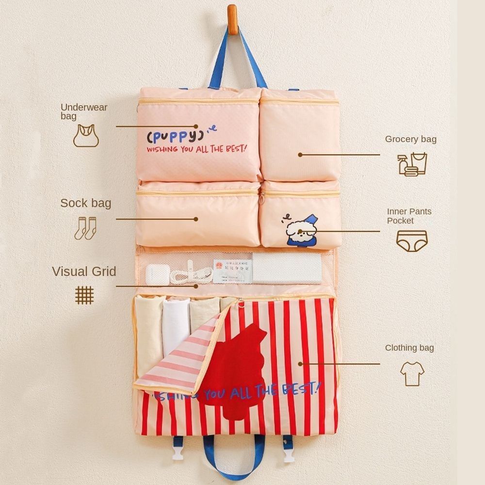 Foldable Clothes Packing Cubes Large Capacity Suitcase Organizer 6 In 1 Travel Storage Bag  Travel