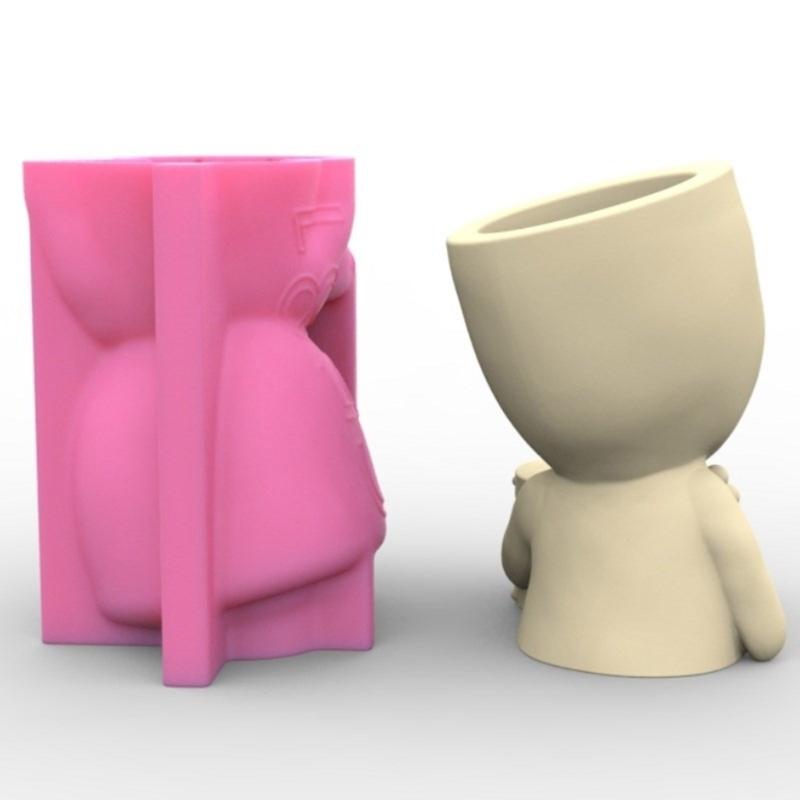 Durable Silicone Mold Silicone Casting Mould Human with Drum Shaped Silicone Craft Molds for DIY Making Resin Flowerpot