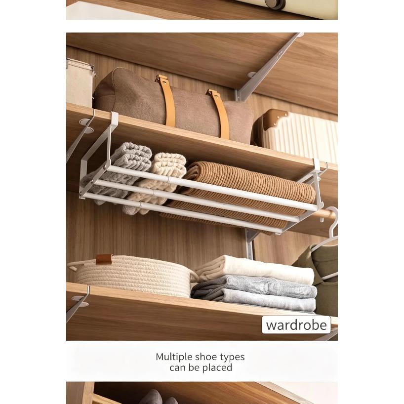 Adjustable Shoe Rack | Space-Saving Layered Organizer For Home Shoe Cabinets | Under-Shelf Shoe White