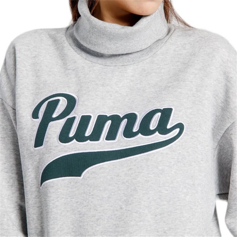 Puma Sports Lifestyle Series Letter Casual Stand Collar Long Sleeve Sweatshirt Women sweatshirt Gray 534387-04