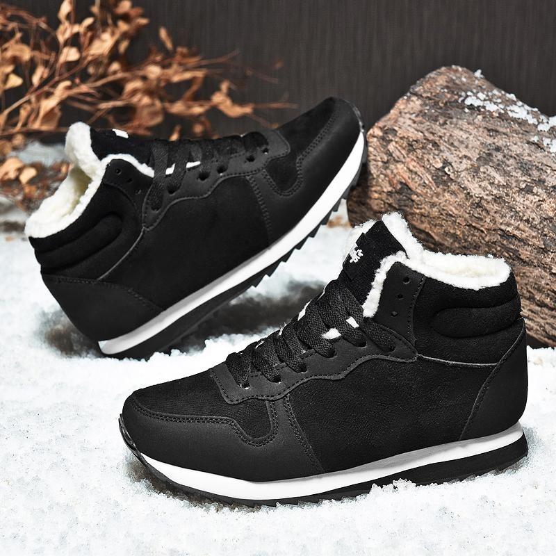 Scarpe invernali da coppia in cotone caldo da uomo, stivali da neve alti leggeri, taglia 48, stivaletti caldi antiscivolo, scarpe da esterno