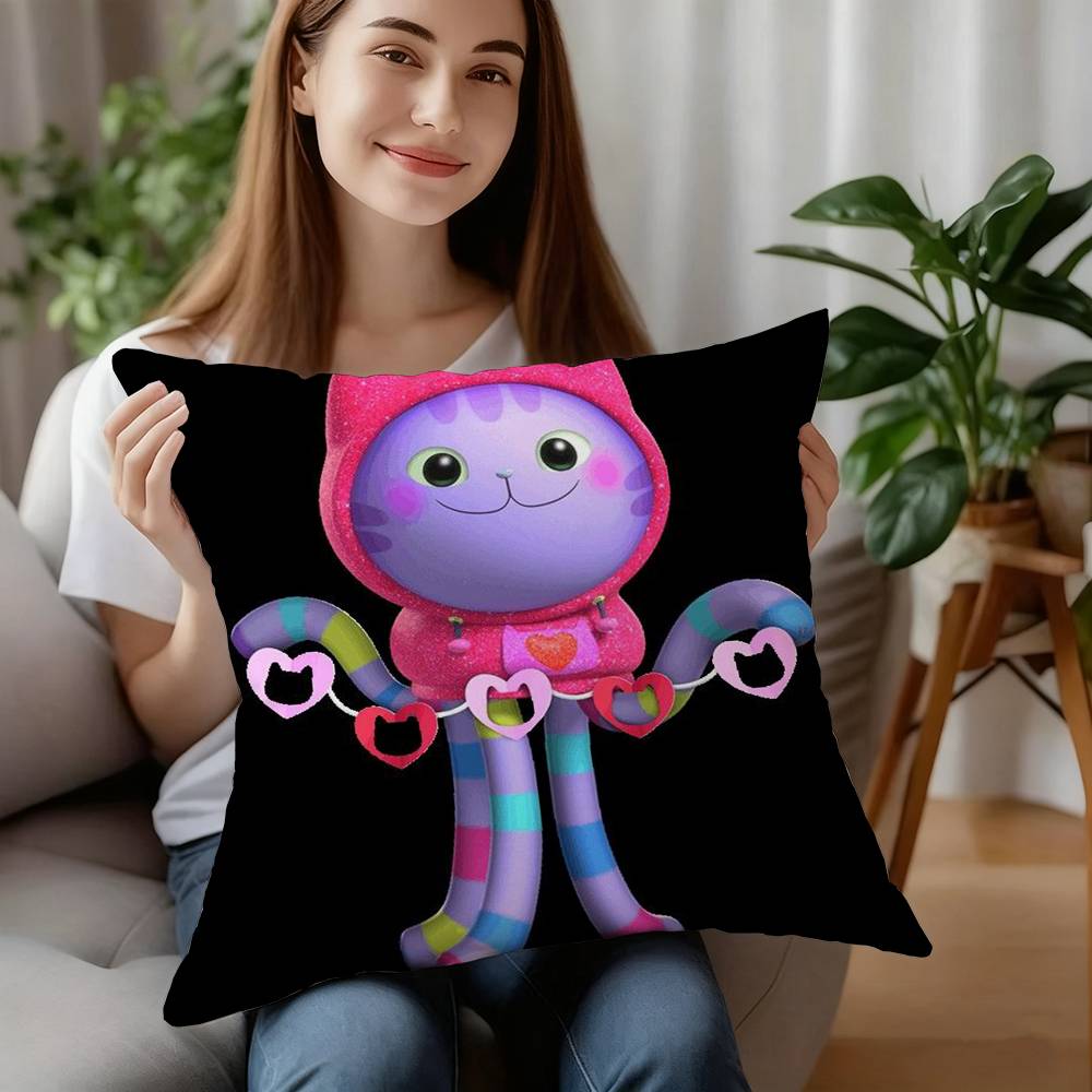 Cartoon Gabbys Mercat Cat Pillow Case Plush Fabric Soft Pillowcase Double Sided Print Cushion Cover Household Gifts