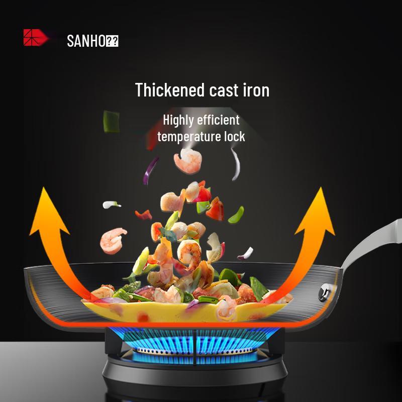Sanhe 26cm Rust-Resistant Cast Iron Frying Pan