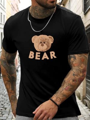 Short Sleeve TShirt Little Bear Mens 100 Cotton Pattern Printed Shirt Summer Round Neck Breathable Casual Fashion Cool Tee